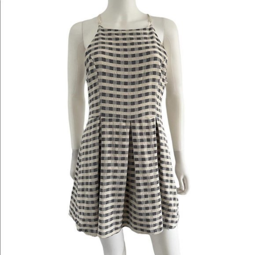 Paper crane fit and flare checkered‎ mini dress